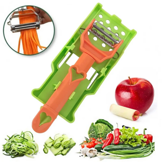 2-in-1 Multi Vegetable Peeler & Fruit Slicer — Portable Stainless Steel Julienne and Serrated Blades for Home Kitchen