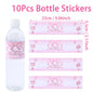 Pink Bow Bottle Stickers Happy 1st Birthday Party Decoration Kids Girl Wedding Birthday Party Supplies Favors Baby Shower Decor