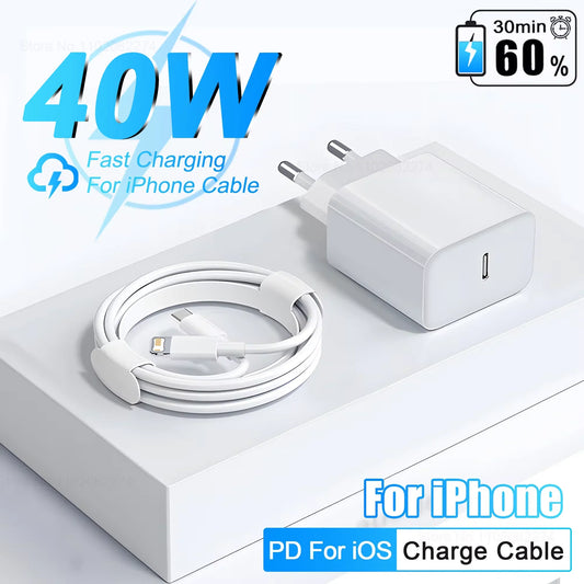 40W USB-C PD Fast Charger for iPhone - Single USB-C Port Rapid Charging