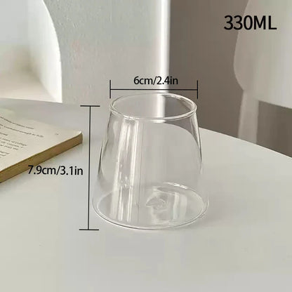 Vertical Striped Clear Glass Cup - Aesthetic Drinkware for Milk Tea, Coffee & Juice