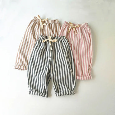 Kids Striped Linen-Cotton Harem Pants – Boys & Girls, Ages 4-6
