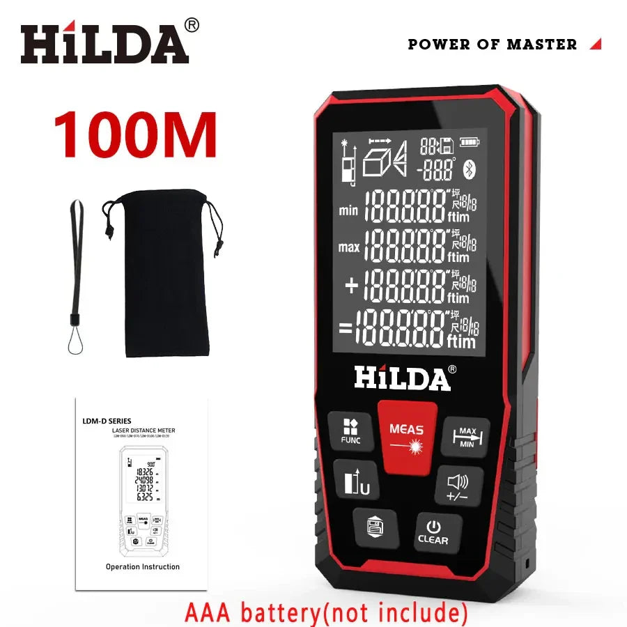 Laser Distance Meter Rangefinder 50m/100m/120m (164/328/394 ft) Rechargeable Laser Measure for Construction & DIY