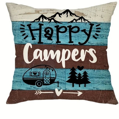 VIKAMA Camping Theme Pillowcase, Country-Style Decorative Cushion pillow Cover, For Sofas, RVs, Camping, Bedroom Home Decoration
