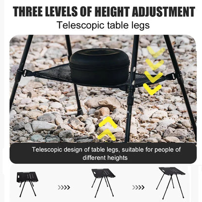 Folding IGT Tactical Camping Table - Adjustable Aluminum Portable Picnic Table