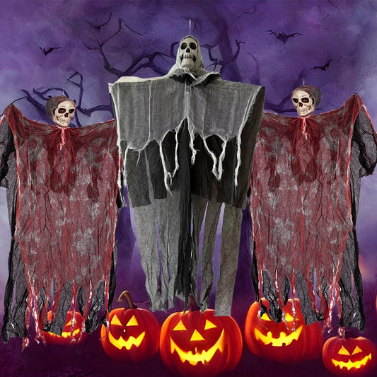 Hanging Halloween Ghosts Skull Decoration Grim Reapers Flying Skeleton Ghost Halloween Decoration Outdoor Yard Hanging Supplies