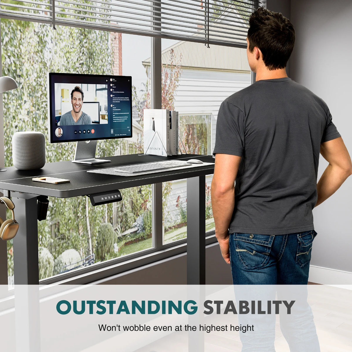 JHK Electric Standing Desk - 40"/48"/55" Sizes, 28.35"-46.46" Height, 3 Memory Presets, 154 lbs, Anti-Collision, EPA/CARB, Oak/Black/White/Rust