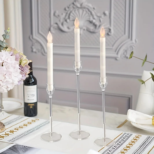 3-Pack Clear Acrylic Candle Holders – Modern Candelabra Table Centerpiece for Weddings, Parties & Holiday Decor