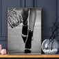 Modern Luxury Fashion Black White Art Heels Champagne Retro Poster Sticky Wall Art Printing Waterproof Home Living Bed Room Bar