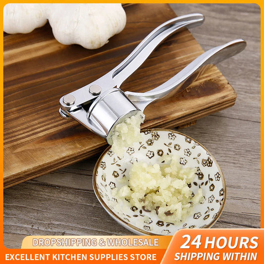 Stainless Steel Garlic Press Handheld Crusher & Mincer Garlic Squeezer