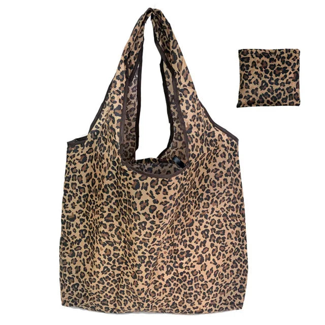 Foldable Reusable Grocery Tote Bag, Lemon Print Eco-Friendly Travel & Beach Pouch