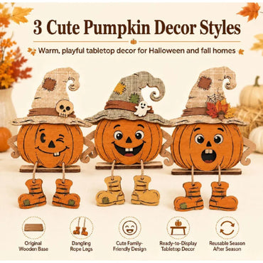 Wooden Halloween Wall Decor - 3-Piece Pumpkin & Leaf Set