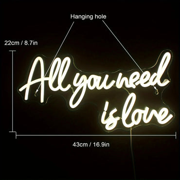 All You Need Is Love Neon Sign LED Neon Light Wall Decor for Bedroom Party Birthday Wedding Party Gift for Friend USB Powered