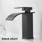 Black Waterfall Bathroom Basin Faucet – Stainless Steel Deck-Mounted High-Low Mixer Tap, Hot & Cold