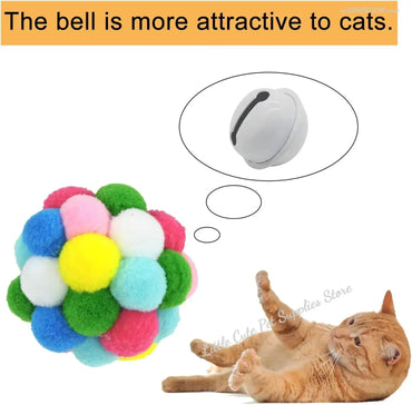 Pom Pom Cat Toys with Bells – Tinsel Sparkle Balls for Indoor Cats & Kittens, Interactive Plush Play