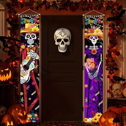 2D Halloween Skull Door Decoration, 180 x 30 cm
