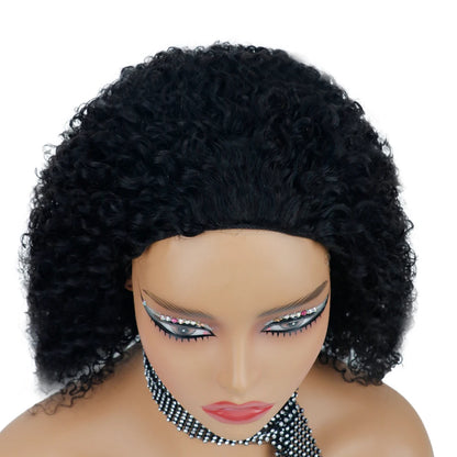 Ainmeys 3-in-1 Kinky Curly Half Wig - Glueless, Drawstring, Remy Human Hair, 180%-200% Density, 16-32 Inch
