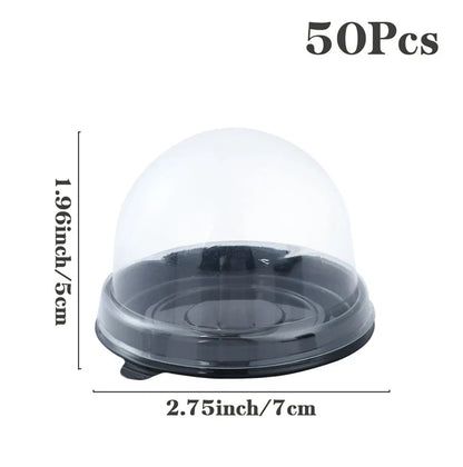 50pcs Transparent Cake Box Container Transparent Cupcake Dome Pastry Baking Packaging Boxes Wedding Party Supplies Gifts Decor