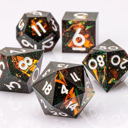 Handmade Resin 7-Piece D20 Polyhedral Dice Set for Dungeons & Dragons & Tabletop RPGs