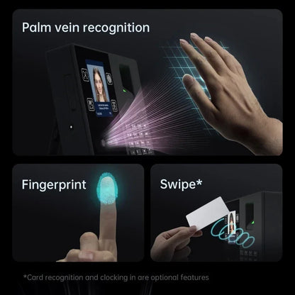 Biometric Attendance Time Clock, Facial Recognition, Fingerprint & Palm Print Reader, Password and ID Card Access
