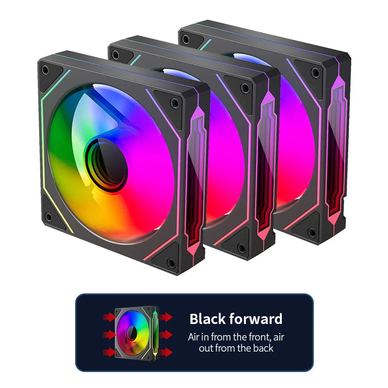 Infinite Mirror ARGB 120mm (4.72 in) PWM PC Case Fan — 5V 3-Pin ARGB & 12V 4-Pin PWM, 800–2000 RPM, Hydro Bearing