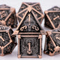 Skull and Dragon Metal Dice Set - 7-Piece Polyhedral DnD Dice for Dungeons & Dragons Tabletop RPG