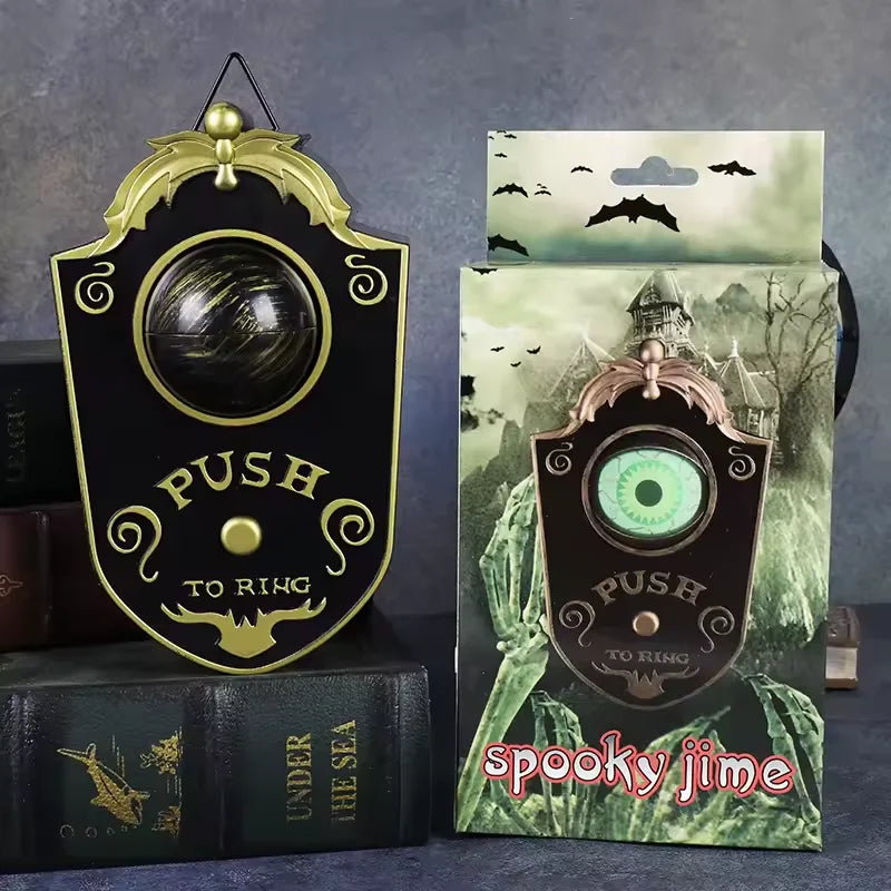 Halloween Glowing Eyeball Doorbell – Electric Sound & LED Light Horror Prop for Front Door, Haunted House & Party – Black or White