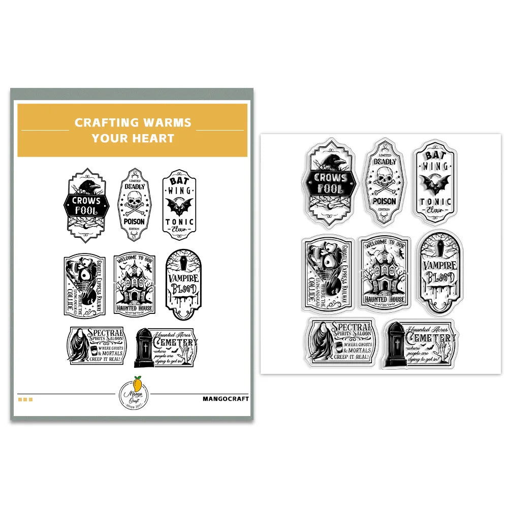 Halloween Transparent Silicone Stamp Set, Coded Designs