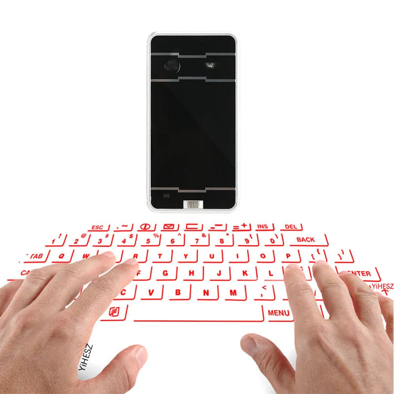 YiHeSZ KB560 Laser Projection Keyboard - Bluetooth + USB, Full-Size QWERTY, Mouse Function, iOS/Android/Windows/Mac, Rechargeable