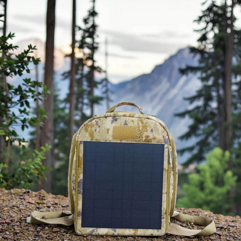 Solar Panel-Powered Backpack Waterproof Backup Power Pack With USB Charging Port For Hiking, Exploring