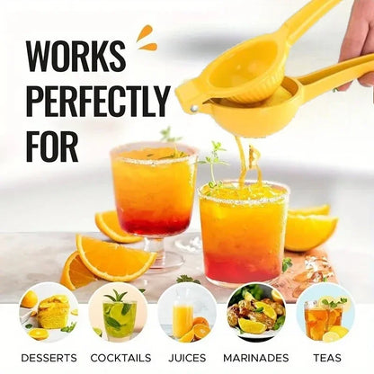 Aluminum Lemon Squeezer Manual Citrus Juicer Handheld Lemon Press – Portable Yellow