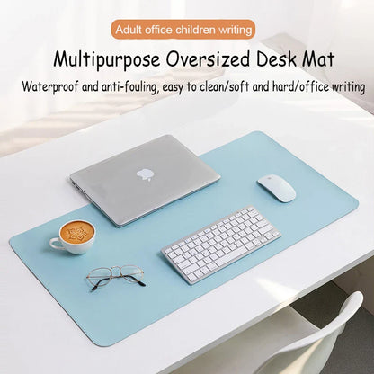 White Large Waterproof PU Suede Mouse Pad - Non-Slip Gaming Desk Mat for Keyboard & Mouse