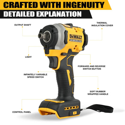 Cordless 20V Brushless Impact Wrench Rechargeable Lithium-Ion High Torque Power Tool