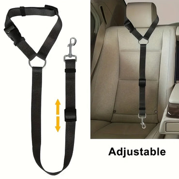 Two-in-One Pet Car Seat Belt Leash Adjustable Nylon Dog Seatbelt Harness for Backseat Safety