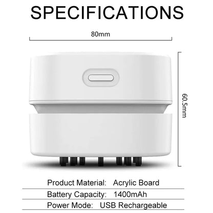 Wireless Desktop Vacuum Cleaner Mini Table Dust Sweeper Energy Saving USB Rechargeable 1400mAh for Office School Keyboard Home