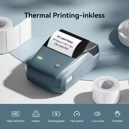 Mini Thermal Label Printer Portable Bluetooth Self-Adhesive Label Maker 2-Inch (58mm) for Round Stickers & Label Rolls