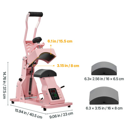 SucceBuy Hat Heat Press Machine with 2/4pcs Interchangeable Platens Precise Temperature and Time Control Hat  Heat Press