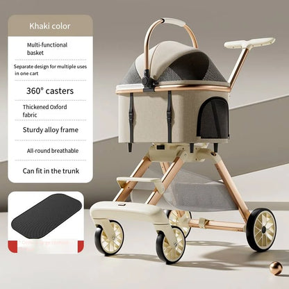 Detachable Pet & Baby Stroller - Portable One-Click Fold, Lightweight Universal Travel Stroller