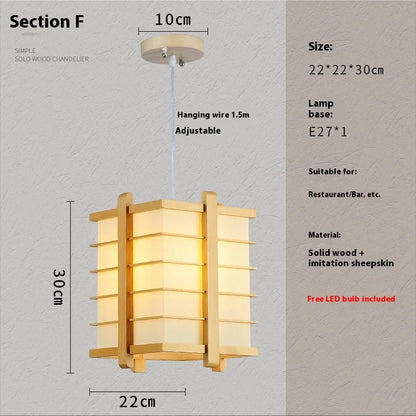 Solid Wooden Pendant Light For Livingroom Dining Room Kitchen Homestay Japan Style Suspension Hanging Lamp Art Decoration E27