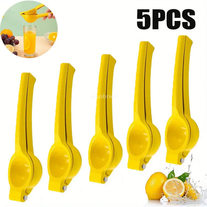 Aluminum Lemon Squeezer Manual Citrus Juicer Handheld Lemon Press – Portable Yellow