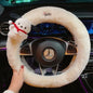 Kawaii Cute Dog Cartoon Steering Wheel Cover 15 in (38 cm) Plush Anti-Slip Warm Car Interior Accessory