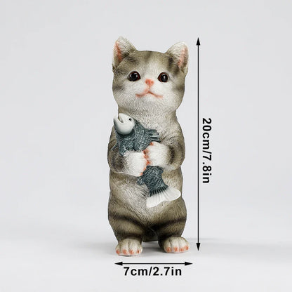 Cat Figurines Outdoor Garden Statues for Patio, Lawn Yard Decoration, Orange Cat Sculpture and Figurines Cat Lover Gifts Kitten
