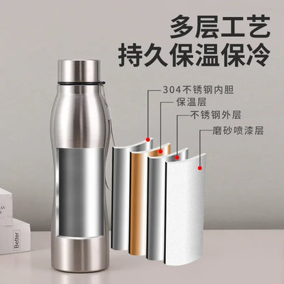 High Quality 1000ml Stainless Steel Sport Water Bottle Single-layer Rugged Water Cup Metal Flask Drinkware Camping Sports Gym