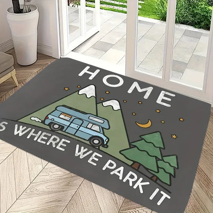 Fun Camping RV Theme Mat for Outdoor Enthusiast Home Front Door Porch Indoor Entryway RV Gear Area Non-Slip Durable Mat