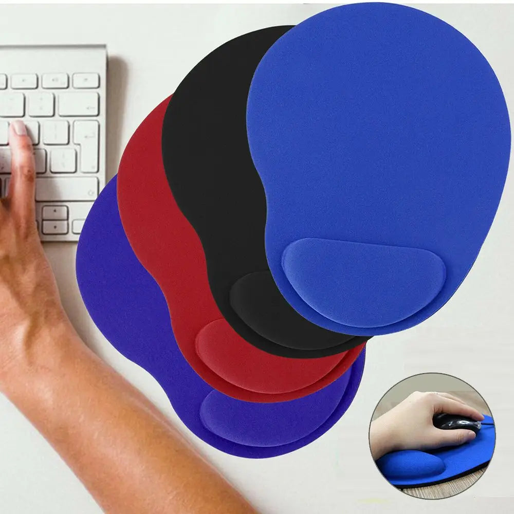 Ergonomic Wrist Rest Mouse Pad - Memory Foam + Gel Support, Non-Slip Base, Pain Relief, Office and Gaming, Dark Blue/Orange/Purple