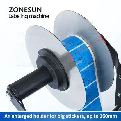 ZONESUN ZS-TB16P Electric Round Bottle Labeling Machine - Pedal and One-Key Modes, Labels up to 160mm Wide