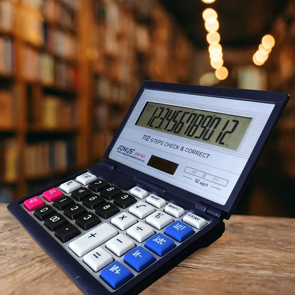 Foldable Flip Cover Solar Calculator Portable 12-Digit Large LCD Financial Office Calculator