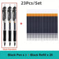 23-Piece Retractable 0.5mm Ballpoint Pen Set - 3 Pens + 20 Refills, Black/Blue/Red, Refillable Quick-Dry Ink
