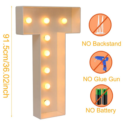 91.5CM Giant Letter Led Light Frame Box Baby Shower 1st Birthday Wedding Party Decor Christmas DIY Name Balloon Filling Box