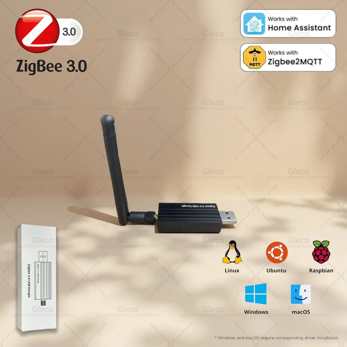 Zigbee 3.0 USB Dongle With Antenna Smart Home Wireless Universal Zigbee Gateway Hub Support Home Assistant Zigbee 2MQTT ,OpenHAB