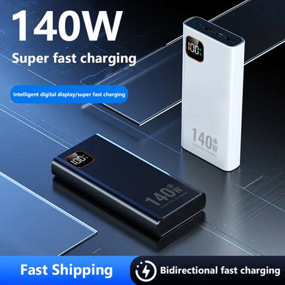 140W 100,000mAh Portable Power Bank USB-C Fast Charging with LED Display, 3-Device Output